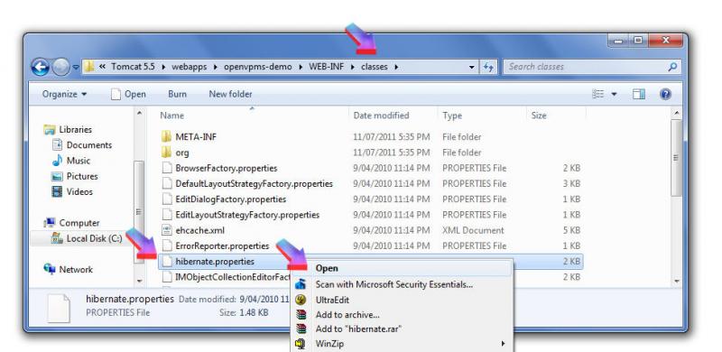 open hibernate.properties